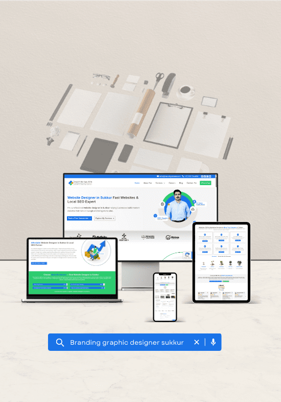 Brand identity and one-page website bundle for Sukkur businesses with logo, colors and mobile landing page
