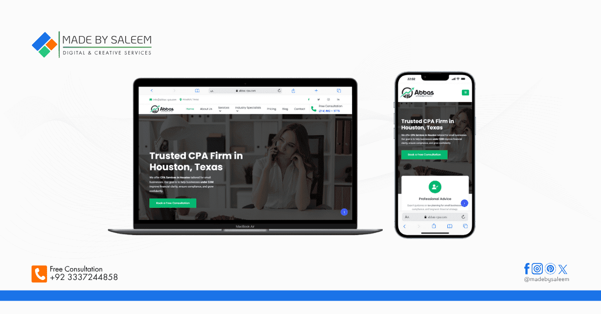 Professional accounting website design with appointment CTAs and clean financial layout