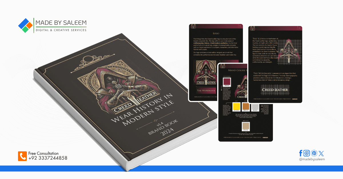 Brand identity system for luxury leather brand combining modern and heritage aesthetics