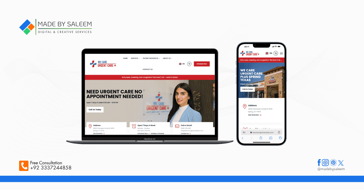 Healthcare website design with booking feature and Google Maps integration for clinic visibility